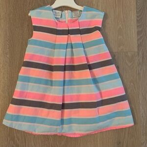 Koala Kids Girl's Size 12-18 Months Pink & Blue Pleated Tiered A-line Dress